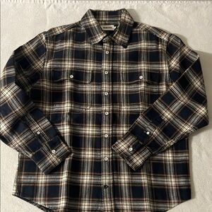 Taylor Stitch Ledge Black Brown and Cream Plaid Casual Shirt